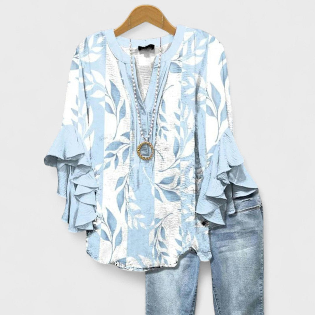 Lina | Blusa Ligera con Estampado Floral y Mangas Volantes