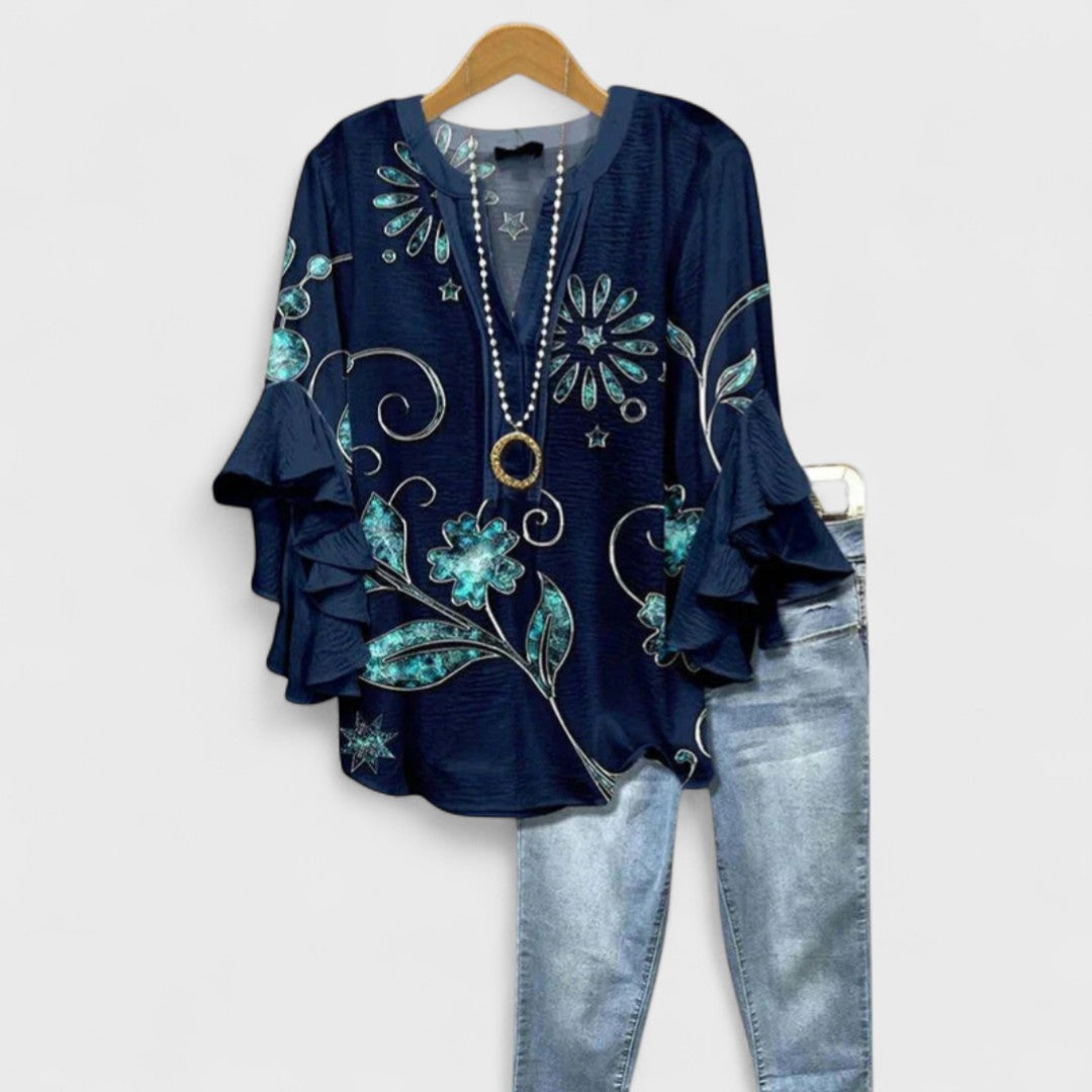 Lina | Blusa Ligera con Estampado Floral y Mangas Volantes