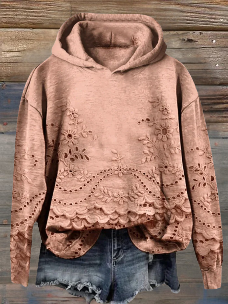 Isabella | Sudadera con Capucha Bordada y Estilo Floral