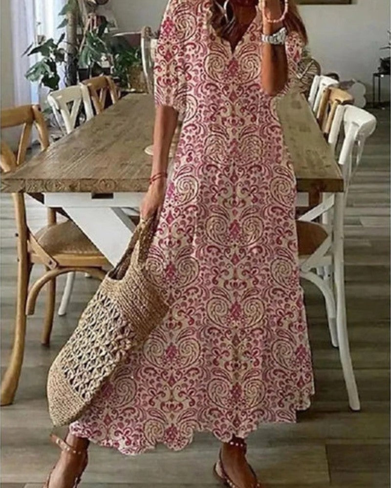 Andrea | Vestido Boho Vintage con Escote en V