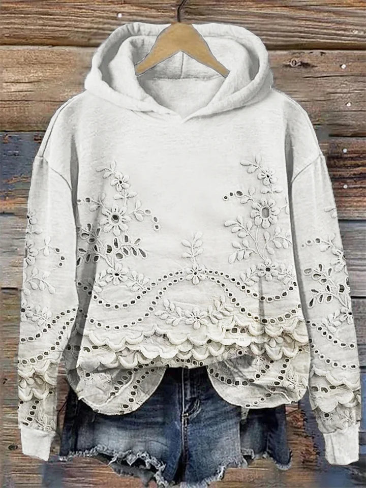 Isabella | Sudadera con Capucha Bordada y Estilo Floral