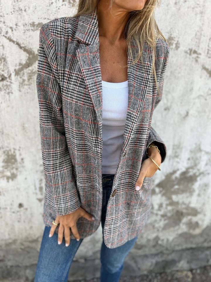Teresa | Blazer Elegante a Cuadros Clásicos