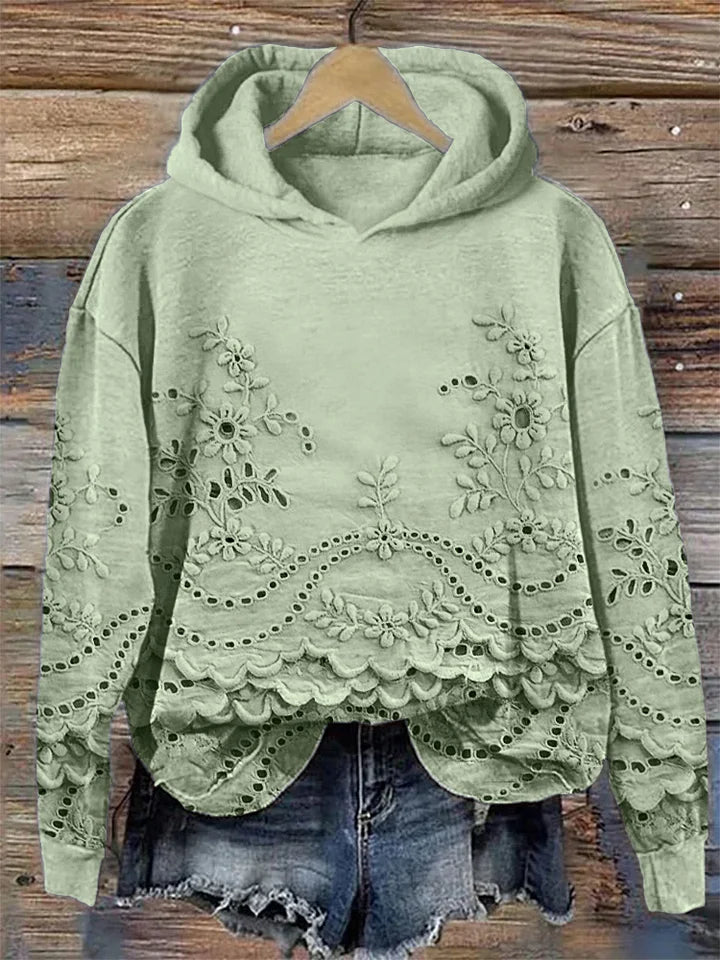 Isabella | Sudadera con Capucha Bordada y Estilo Floral
