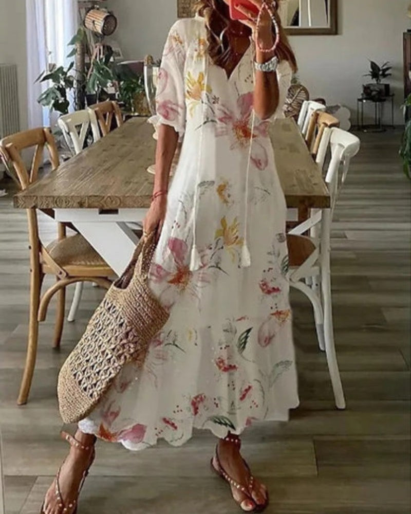 Andrea | Vestido Boho Vintage con Escote en V