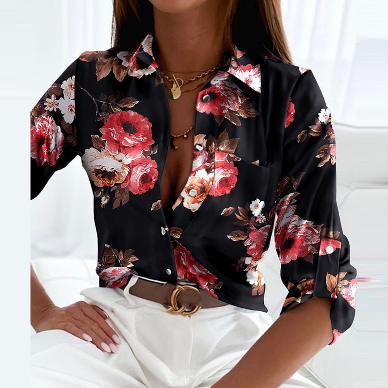 Elisa | Blusa Elegante con Estampado y Cuello Clásico