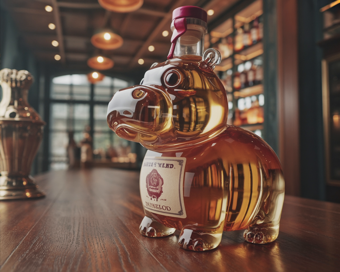 Perla | Botella de whisky diseño hipopótamo