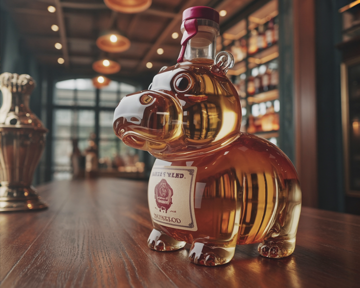 Perla | Botella de whisky diseño hipopótamo