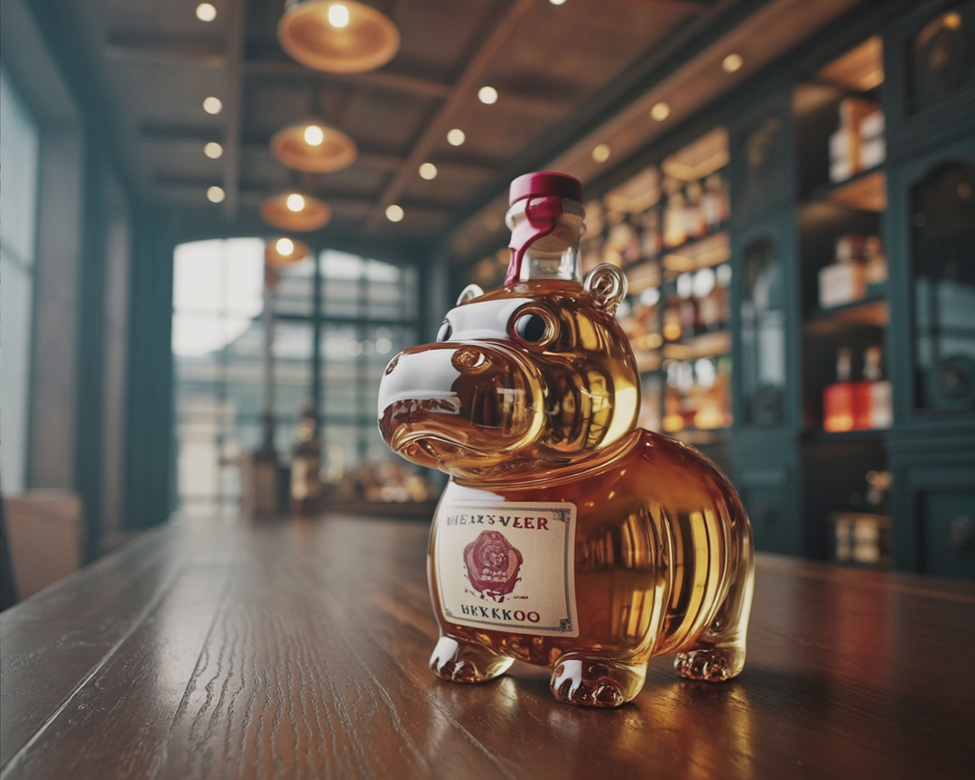 Perla | Botella de whisky diseño hipopótamo