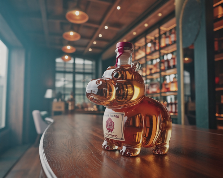 Perla | Botella de whisky diseño hipopótamo