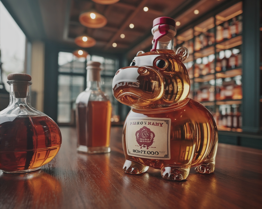 Perla | Botella de whisky diseño hipopótamo
