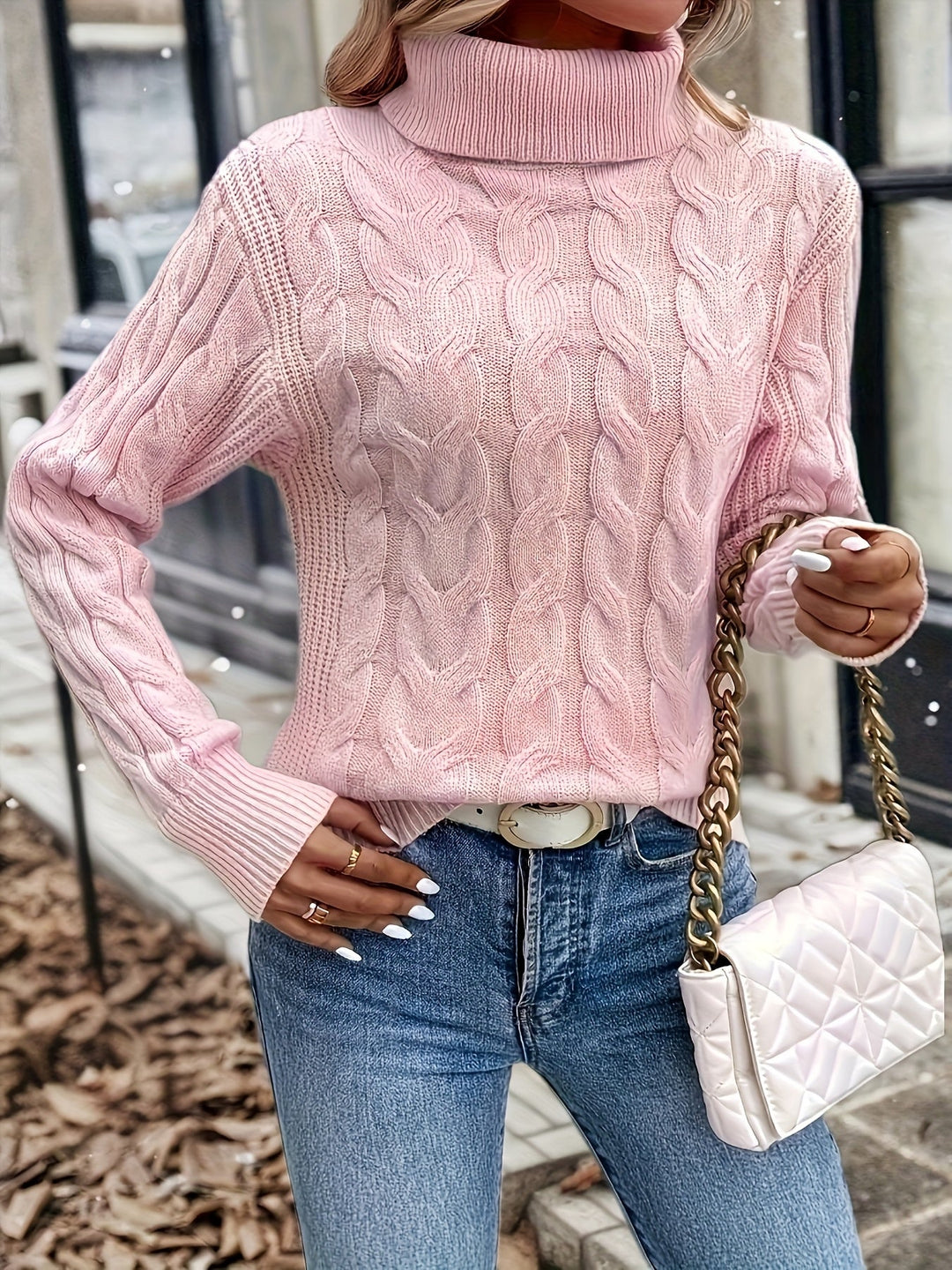 Sarai | Sweater de punto trenzado cuello alto