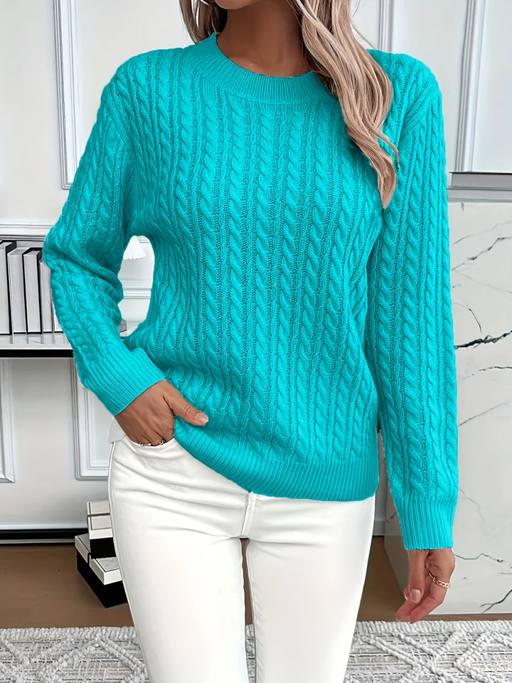 Saskia | Sweater de punto trenzado cuello redondo
