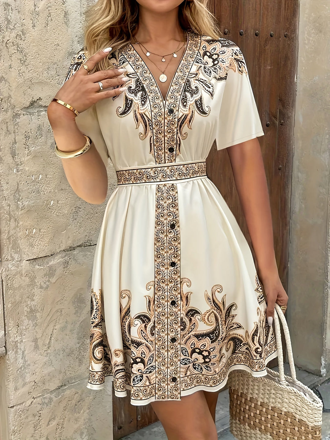 Iveth | Vestido estampado boho corte A