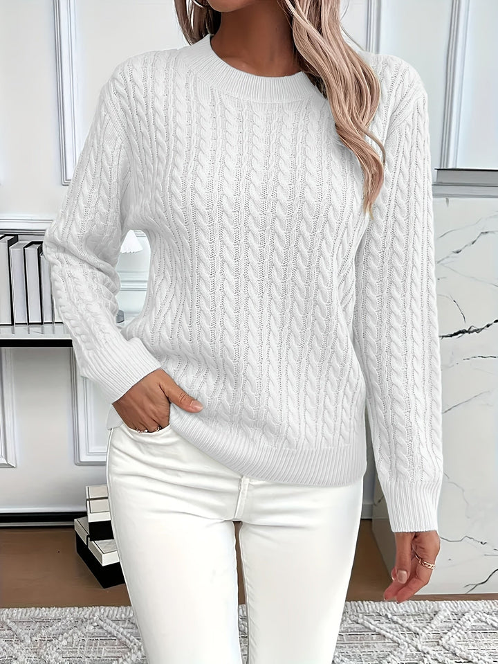Saskia | Sweater de punto trenzado cuello redondo