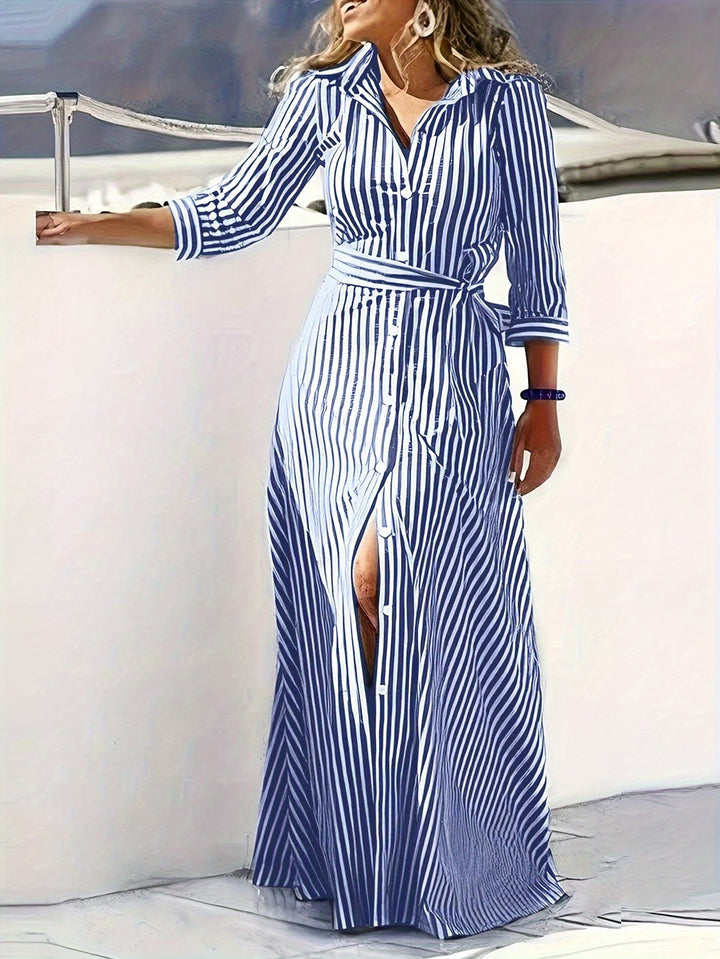 Ayleen | Vestido largo camisero con cinturón