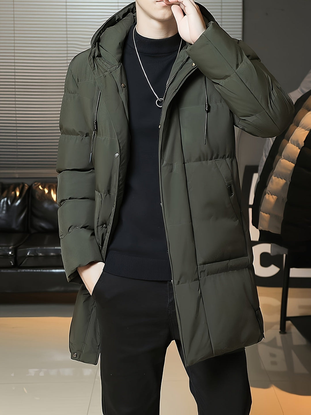 Samuel | Parka larga con capucha acolchada