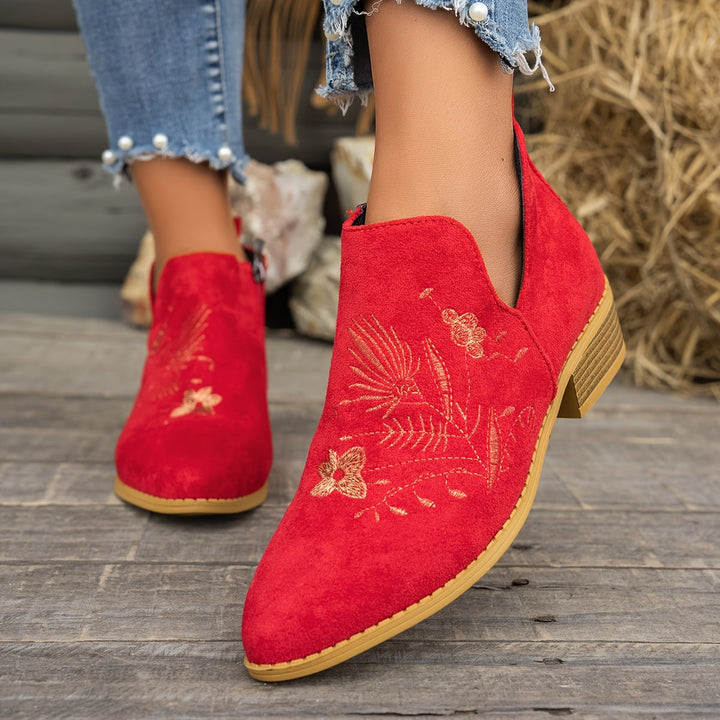 María Elisa | Botines bordados de taco bajo