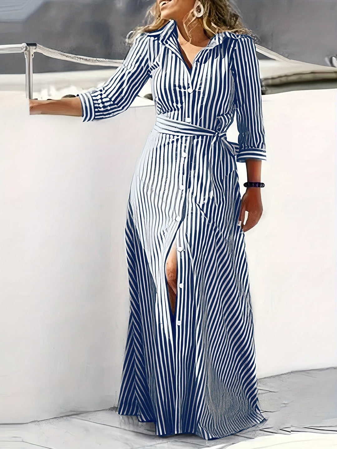 Ayleen | Vestido largo camisero con cinturón