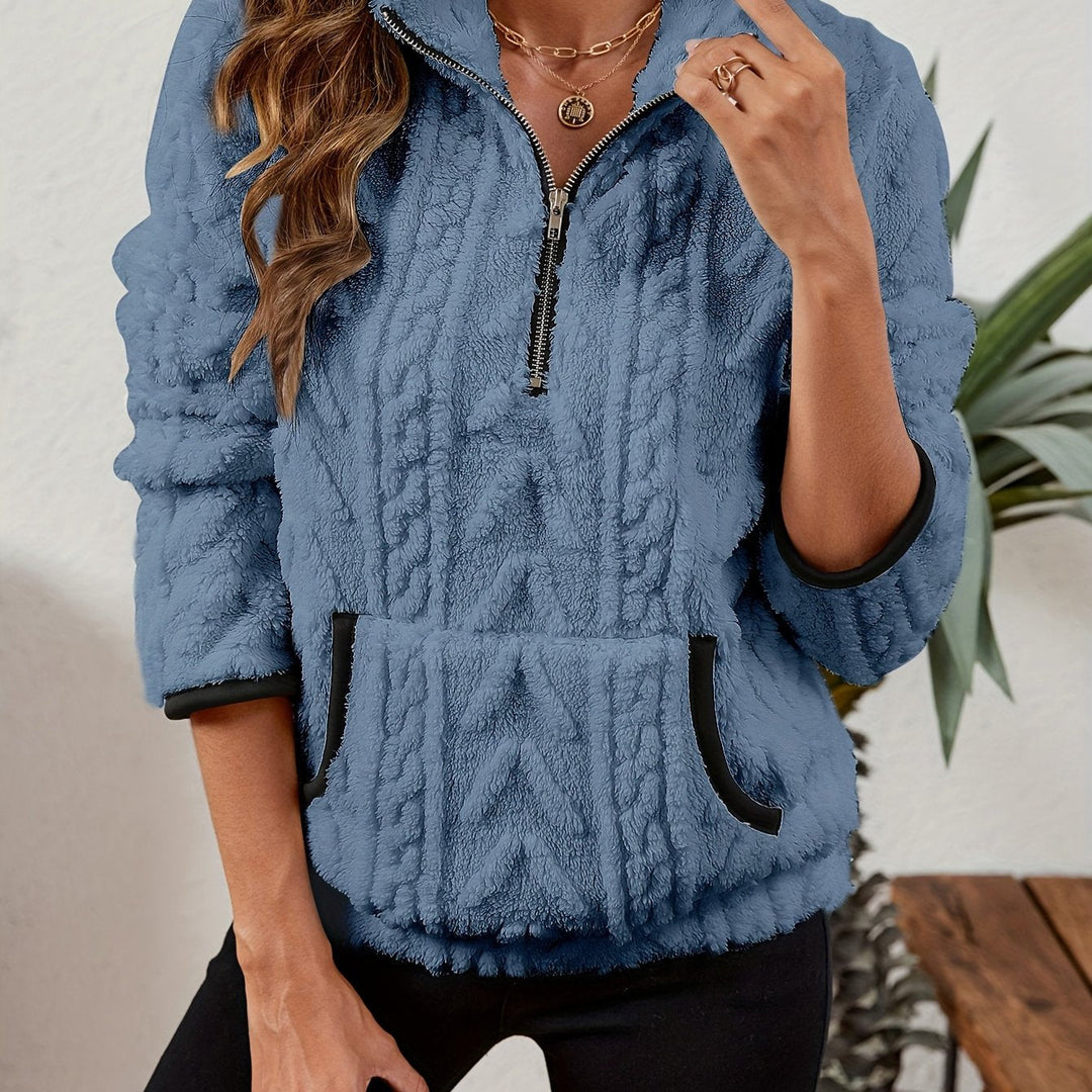 Manuela | Pullover texturado con media cremallera