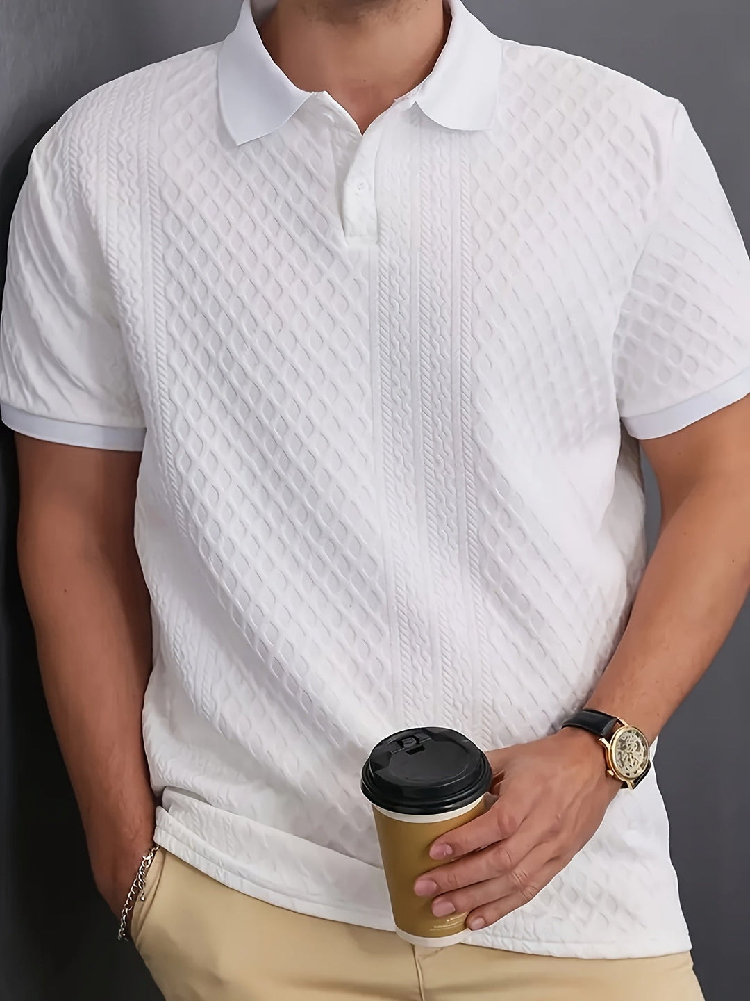 Carlos Alberto | Polera polo con textura