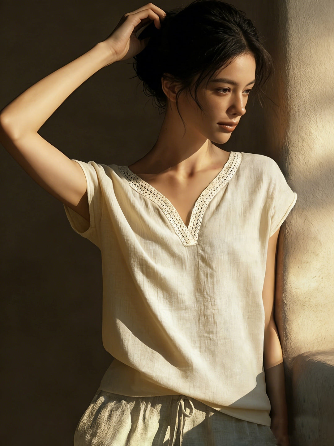 Maritza | Blusa escote en V con encaje