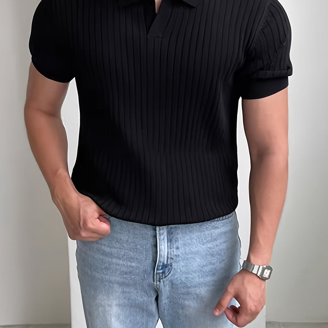 Kevin | Polera polo de punto acanalado