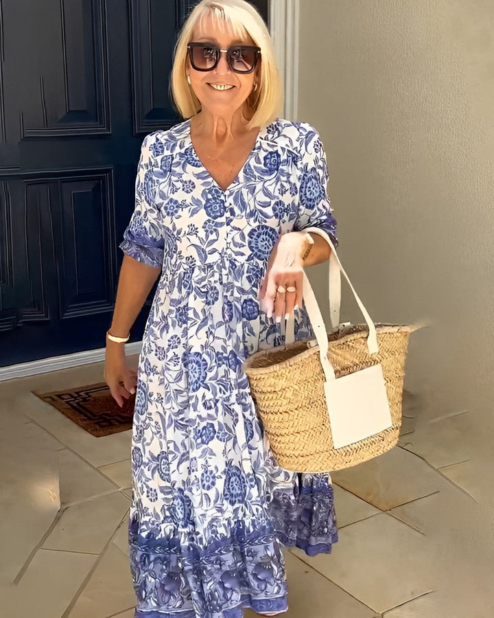 Nohemí | Vestido largo floral escote en V