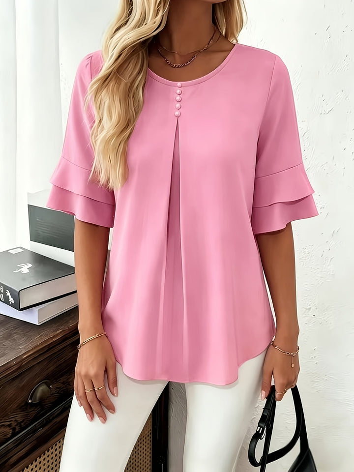 Naomi | Blusa plisada de mangas acampanadas