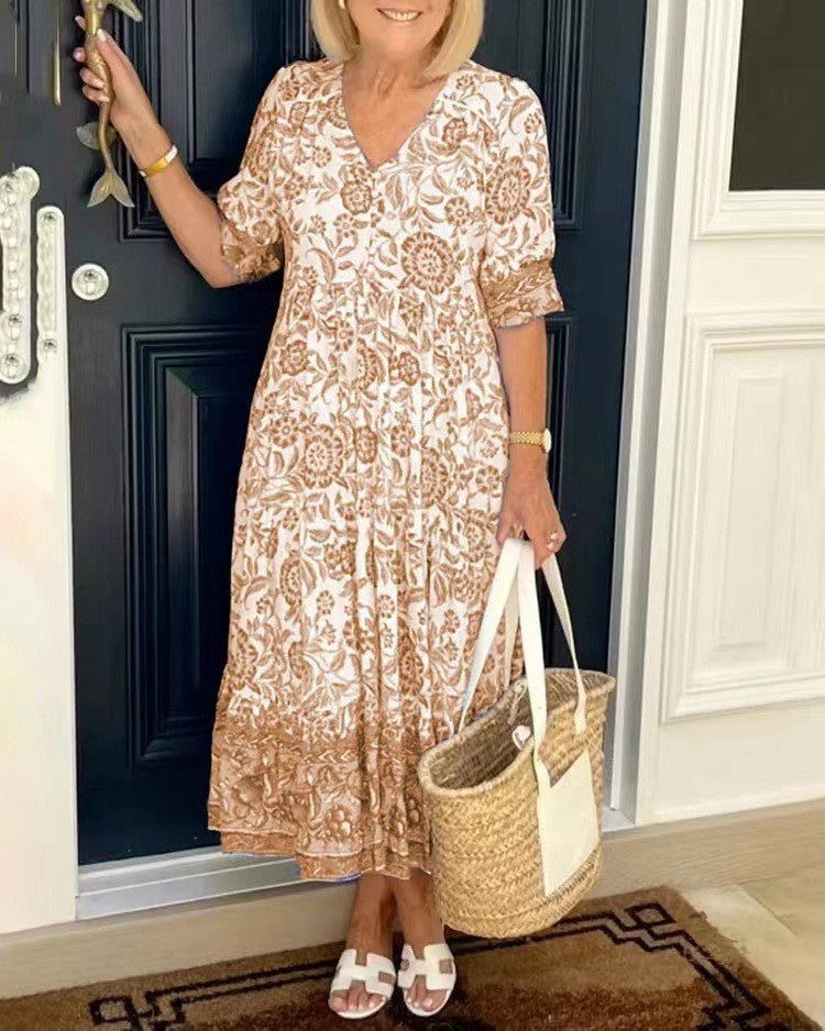 Noelia Paz | Vestido largo floral escote en V
