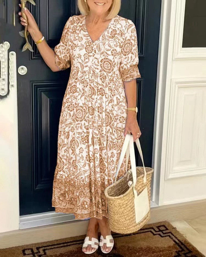 Nohemí | Vestido largo floral escote en V
