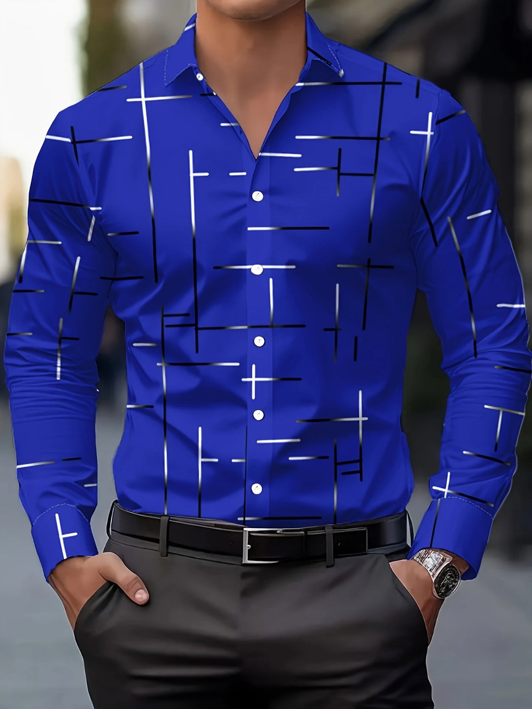 Fabricio | Camisa con estampado de líneas