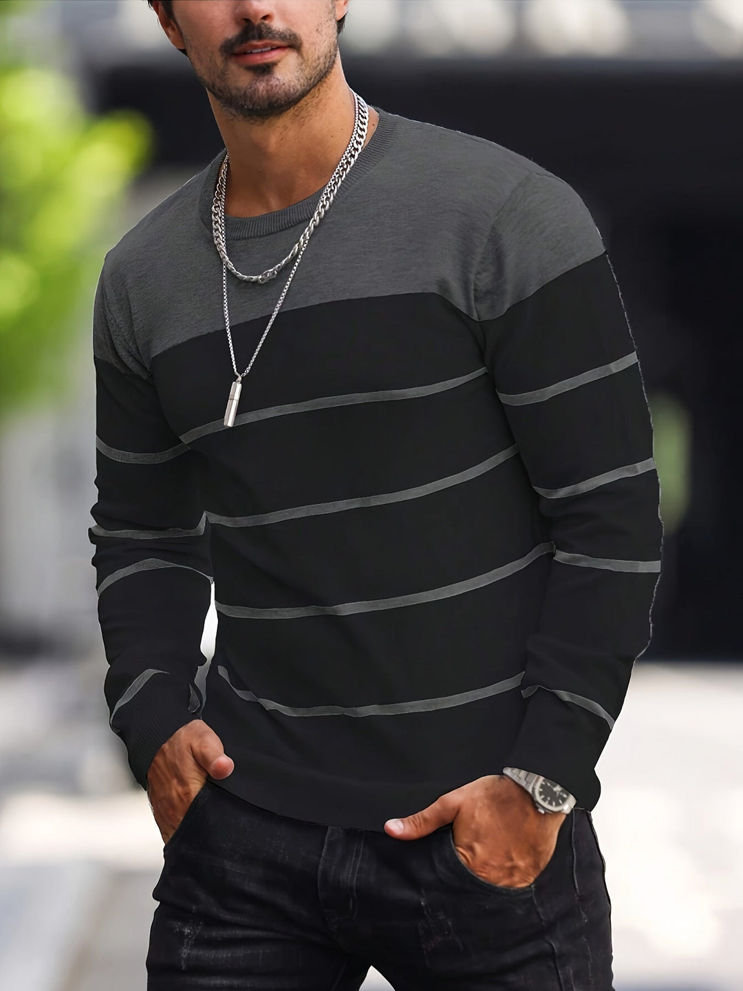 Enrique | Sweater a rayas cuello redondo