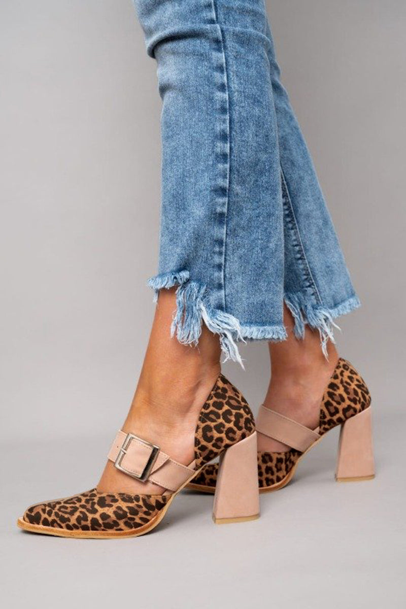 Rosa | Zapatos de taco con estampado de leopardo