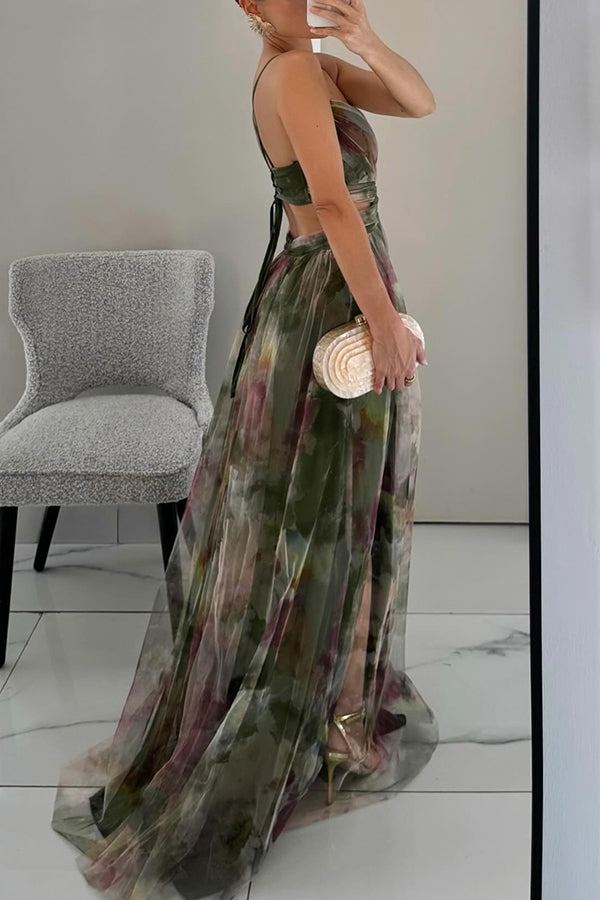 Judith | Vestido largo de tul estampado
