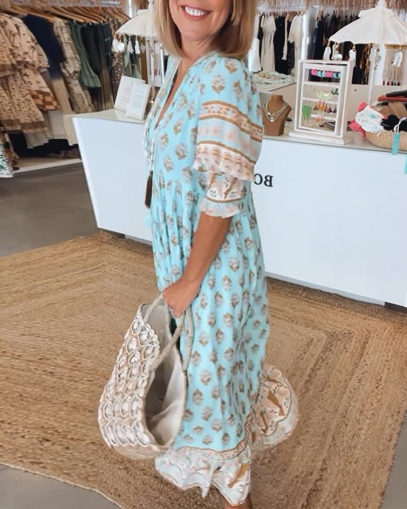 Viviana Andrea | Vestido largo floral escote en V