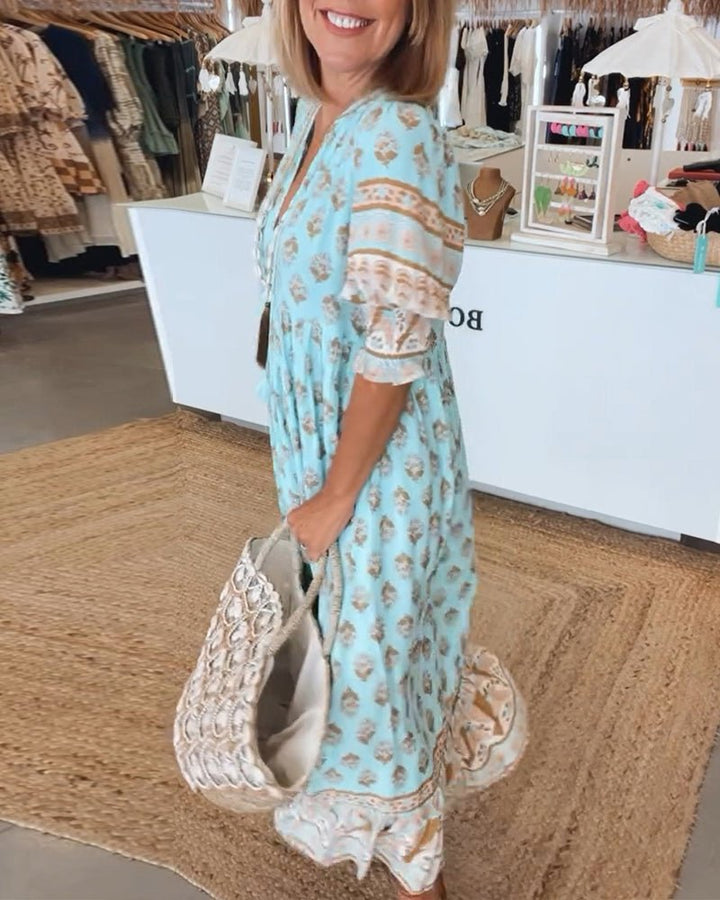 Viviana Andrea | Vestido largo floral escote en V