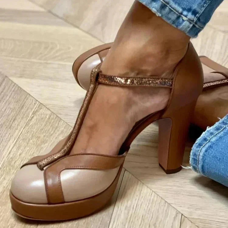Ángeles | Sandalia bicolor con pulsera en T