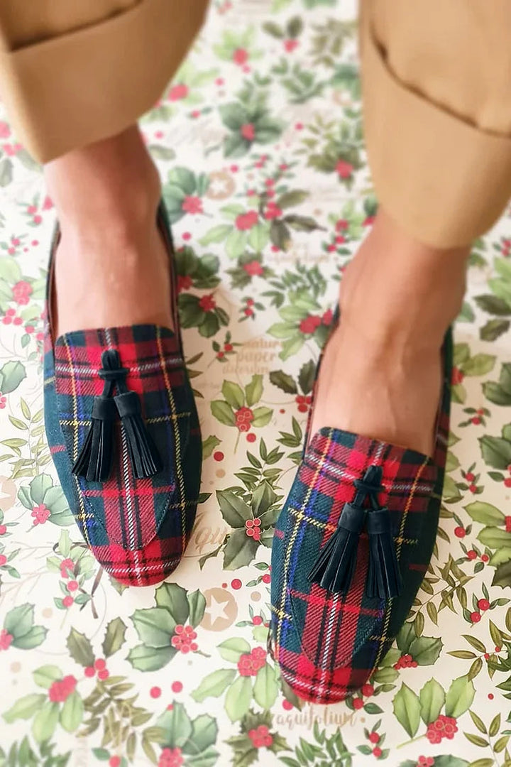 Catalina | Mocasines de tartán con borlas