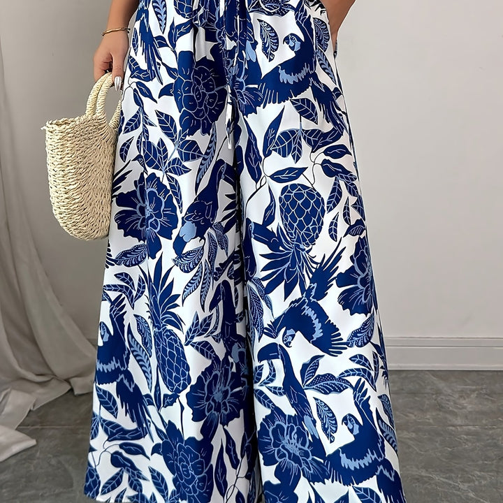 Rossana | Pantalones anchos con print de hojas