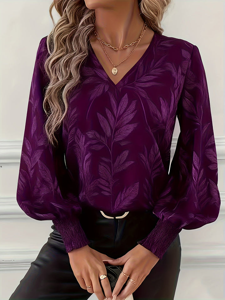 Magdalena | Blusa escote V con estampado de hojas
