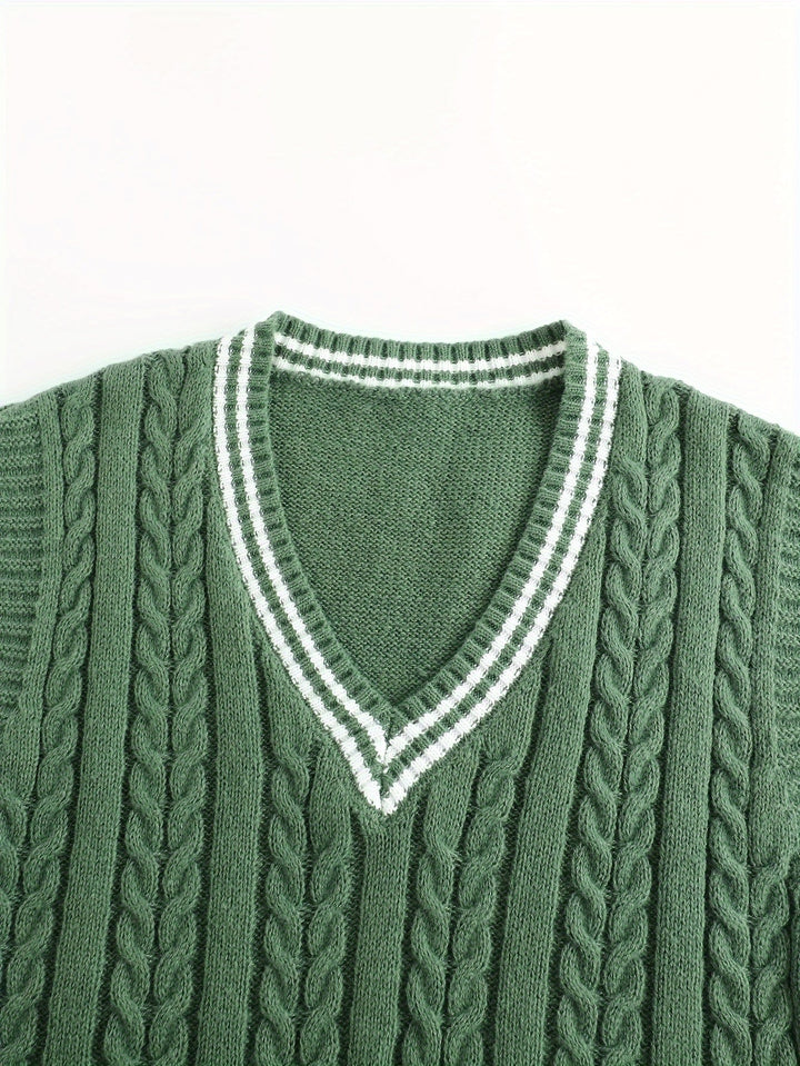 Harold | Chaleco de punto trenzado cuello V