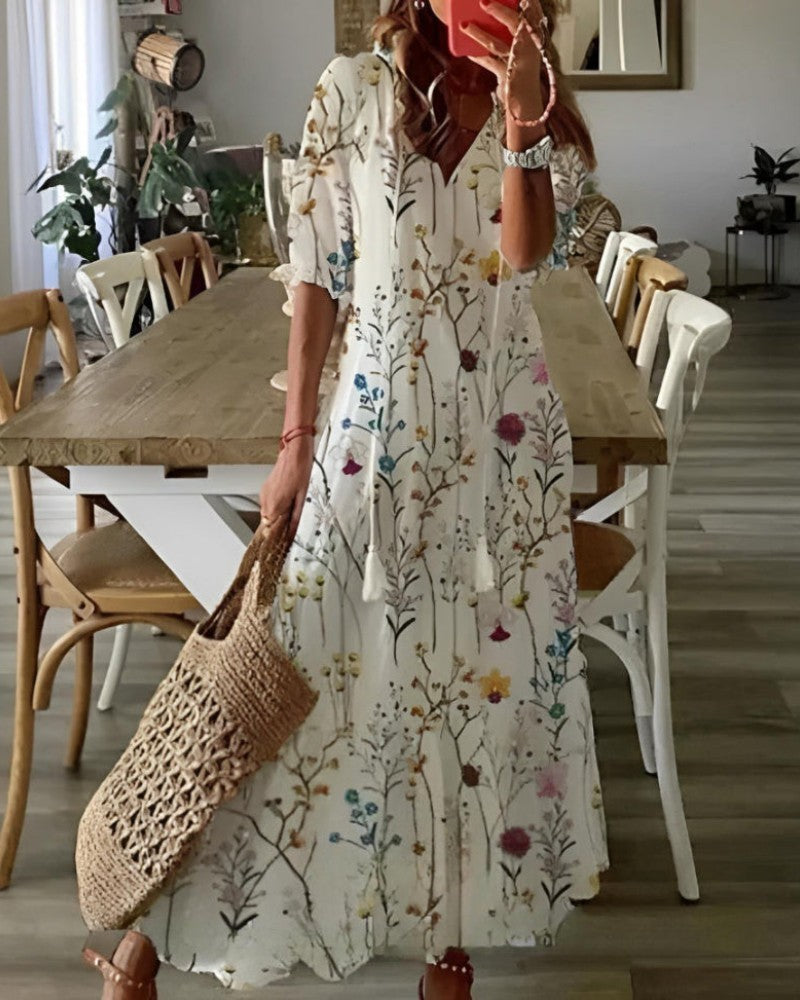 Andrea | Vestido Boho Vintage con Escote en V
