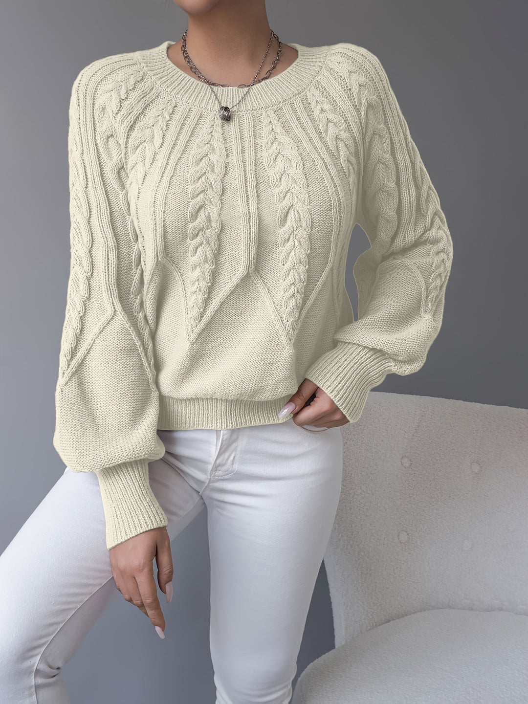 Clementina | Sweater tejido con textura de trenzas