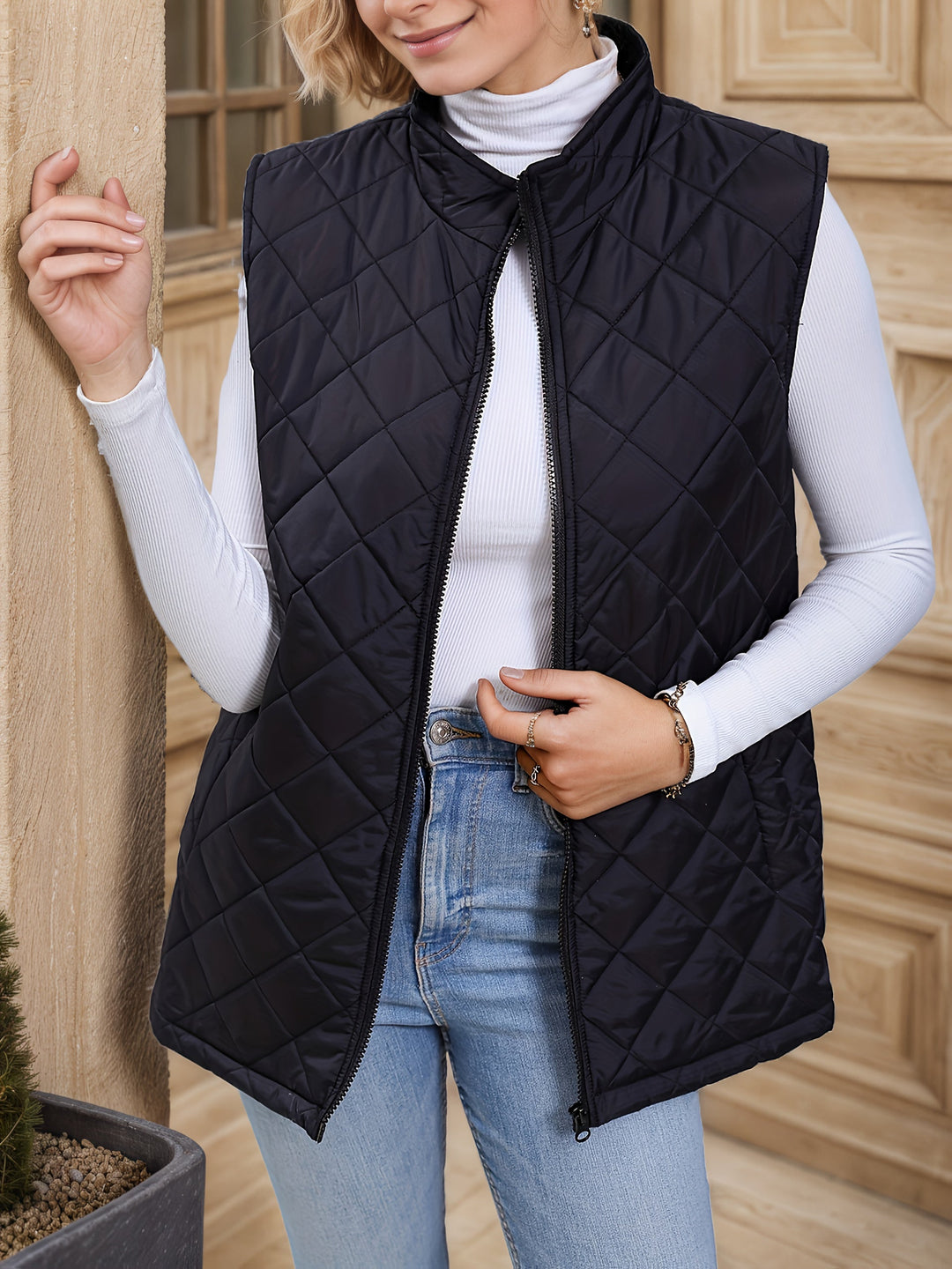 Arlette | Chaleco largo acolchado rombos