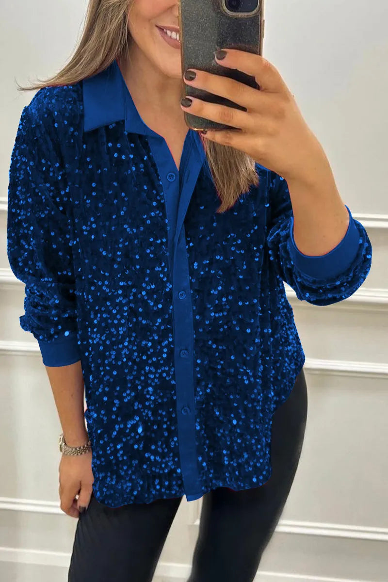 Irma | Blusa camisera con lentejuelas