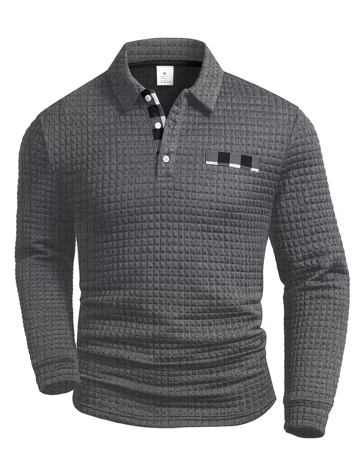 Jesús | Camisa polo de manga larga con textura wafle