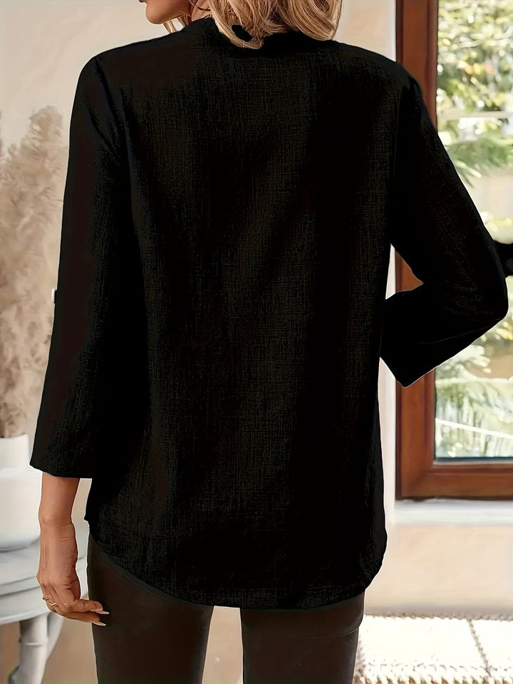 María Antonieta | Blusa de escote en V con mangas remangables