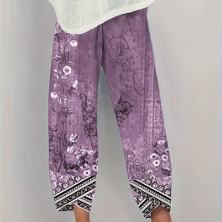 Aymara | Pantalón capri con estampado botánico