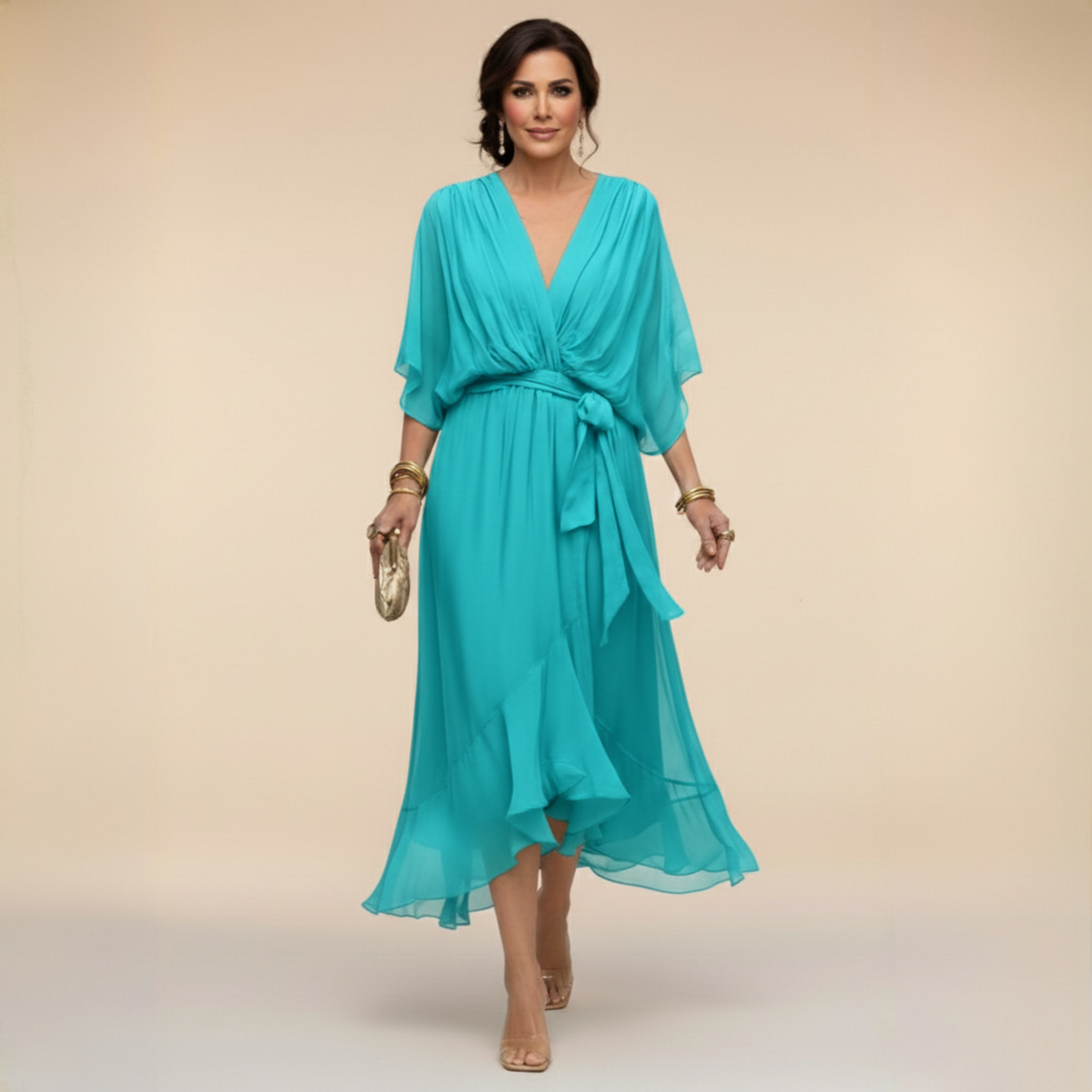 Renata | Vestido de gasa con escote en V