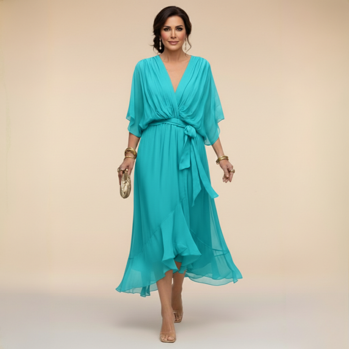 Renata | Vestido de gasa con escote en V